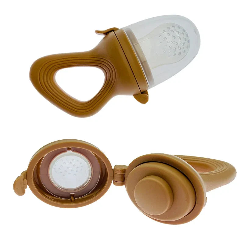 Silicone baby teething pacifier and fruit feeder with easy grip handle for weaning infants — view 5