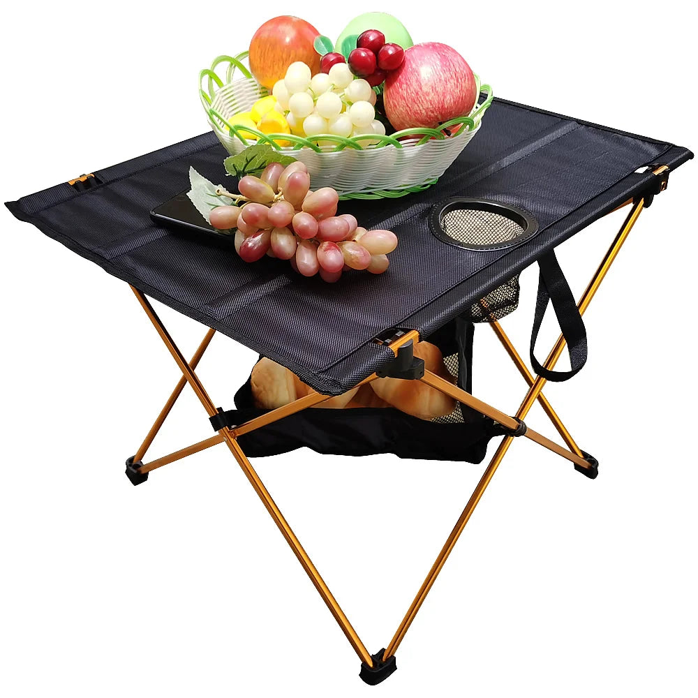 Lightweight folding camping table made of silver aluminum alloy for outdoor picnics and travel — view 2