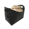 Large capacity felt firewood storage basket with sturdy handles in a neutral tone for fireplace organization