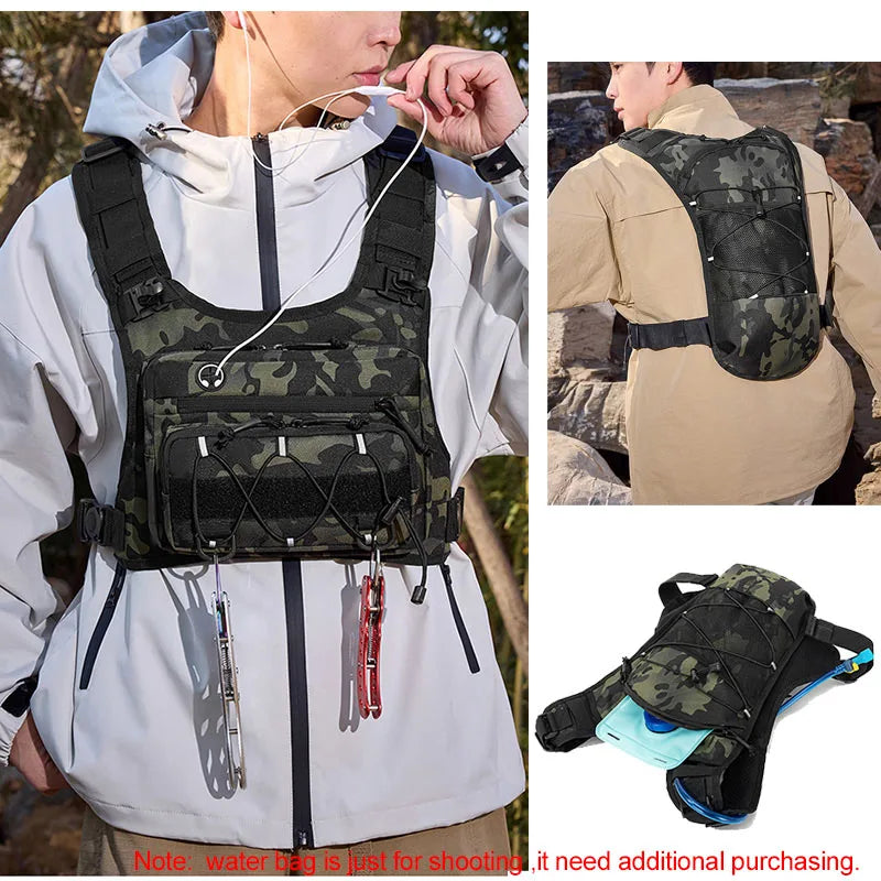 NNEOBA lightweight running chest pack hydration vest with adjustable straps and multiple storage pockets — view 2