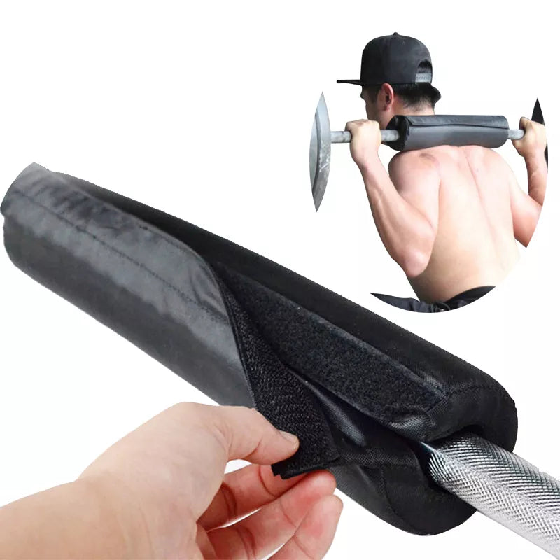 Black high-density foam fitness barbell squat pad with breathable cover for weightlifting — view 2