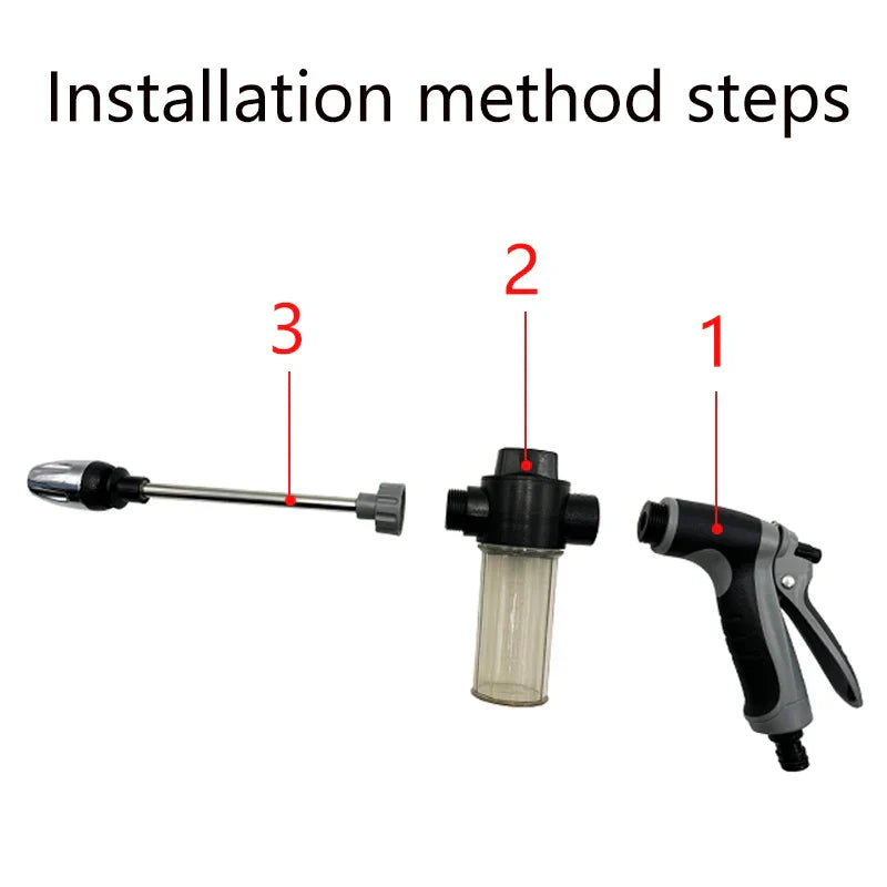 Silver high-pressure spray water gun nozzle with ergonomic handle for car washing and garden irrigation — view 4