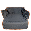 Black waterproof SUV cargo liner installed in trunk protecting interior from dirt and pet hair