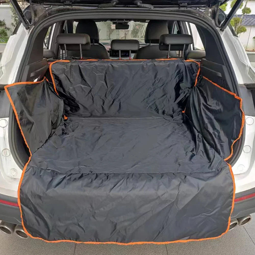Black waterproof SUV cargo liner installed in trunk protecting interior from dirt and pet hair — view 3