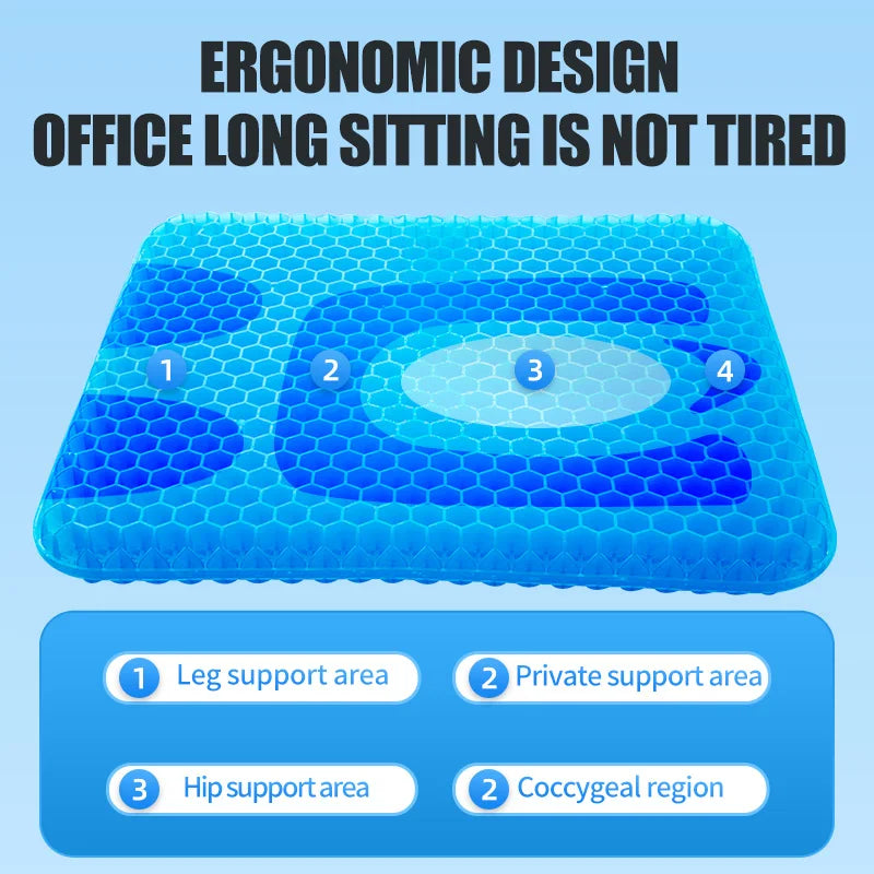 Blue 3D honeycomb gel seat cushion cooling pad for car and office chairs — view 4
