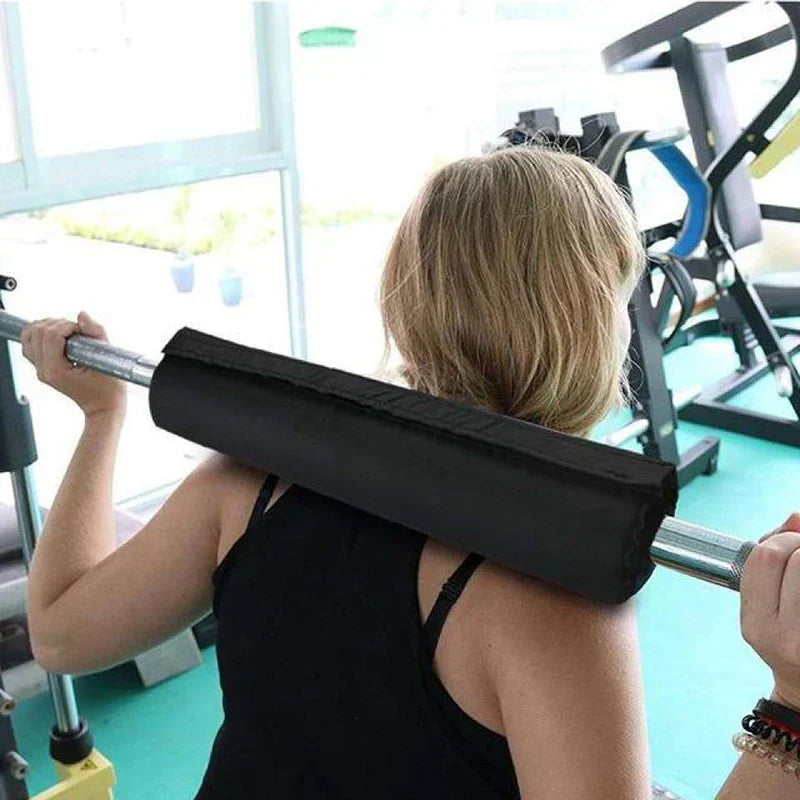 Black high-density foam fitness barbell squat pad with breathable cover for weightlifting — view 3