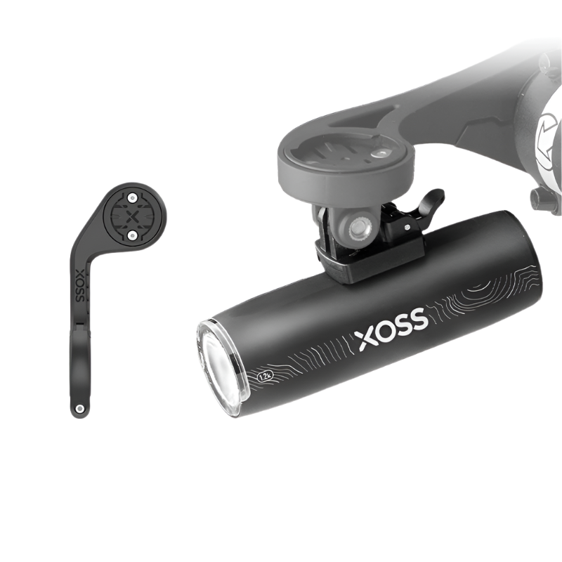 Black XL1200 rechargeable bike headlight with aluminum alloy body and handlebar mounting bracket