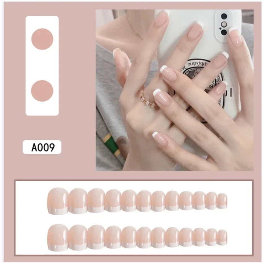 White Small Flower Acrylic Press-On Nails-36