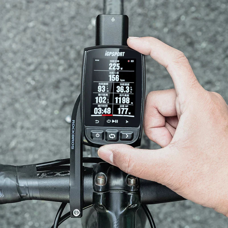 Black aluminum 1000 lumen bike light with USB-C port and dual position handlebar mounting bracket — view 4