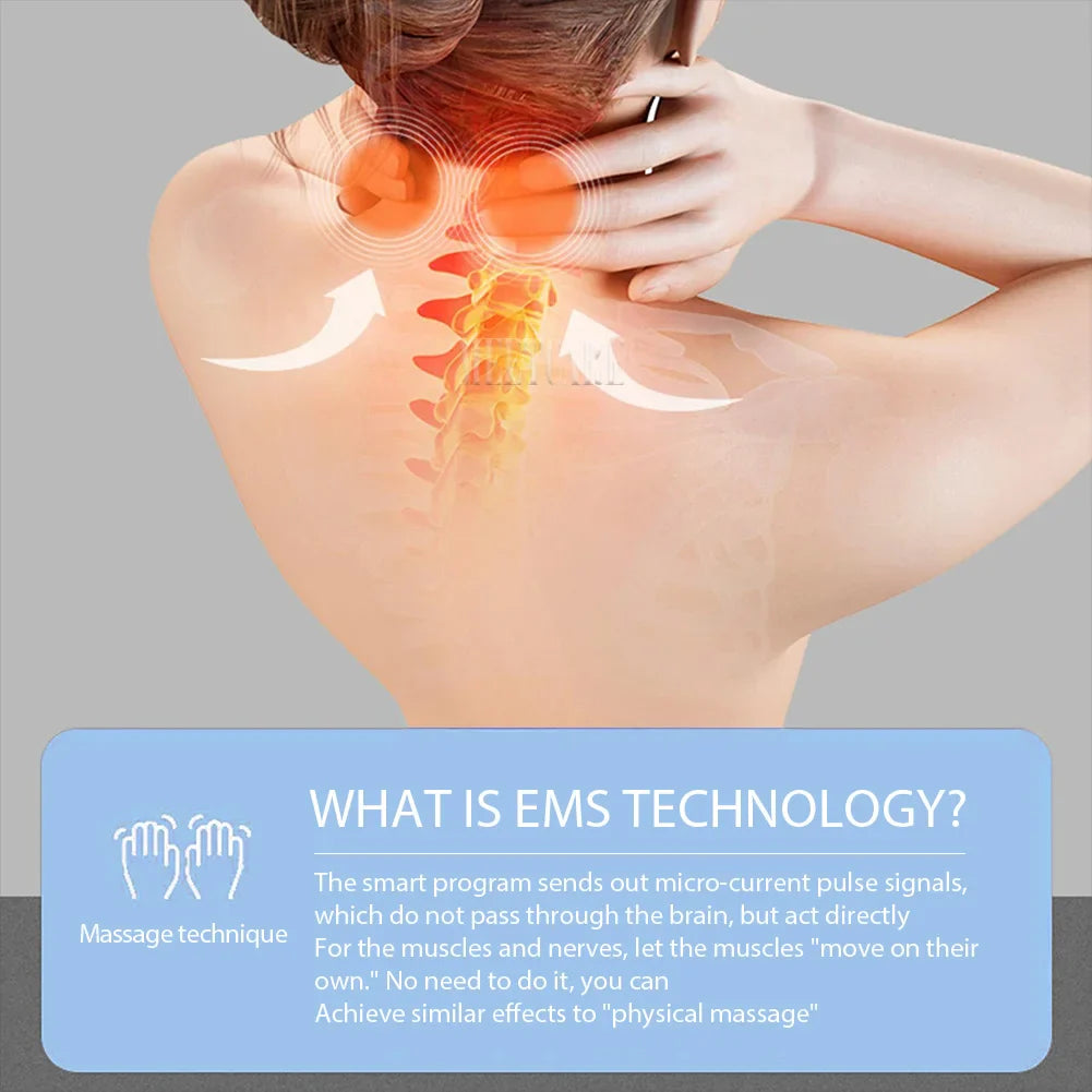 White silicone electric smart EMS cervical neck massager with micro-curved ergonomic design for pain relief — view 3