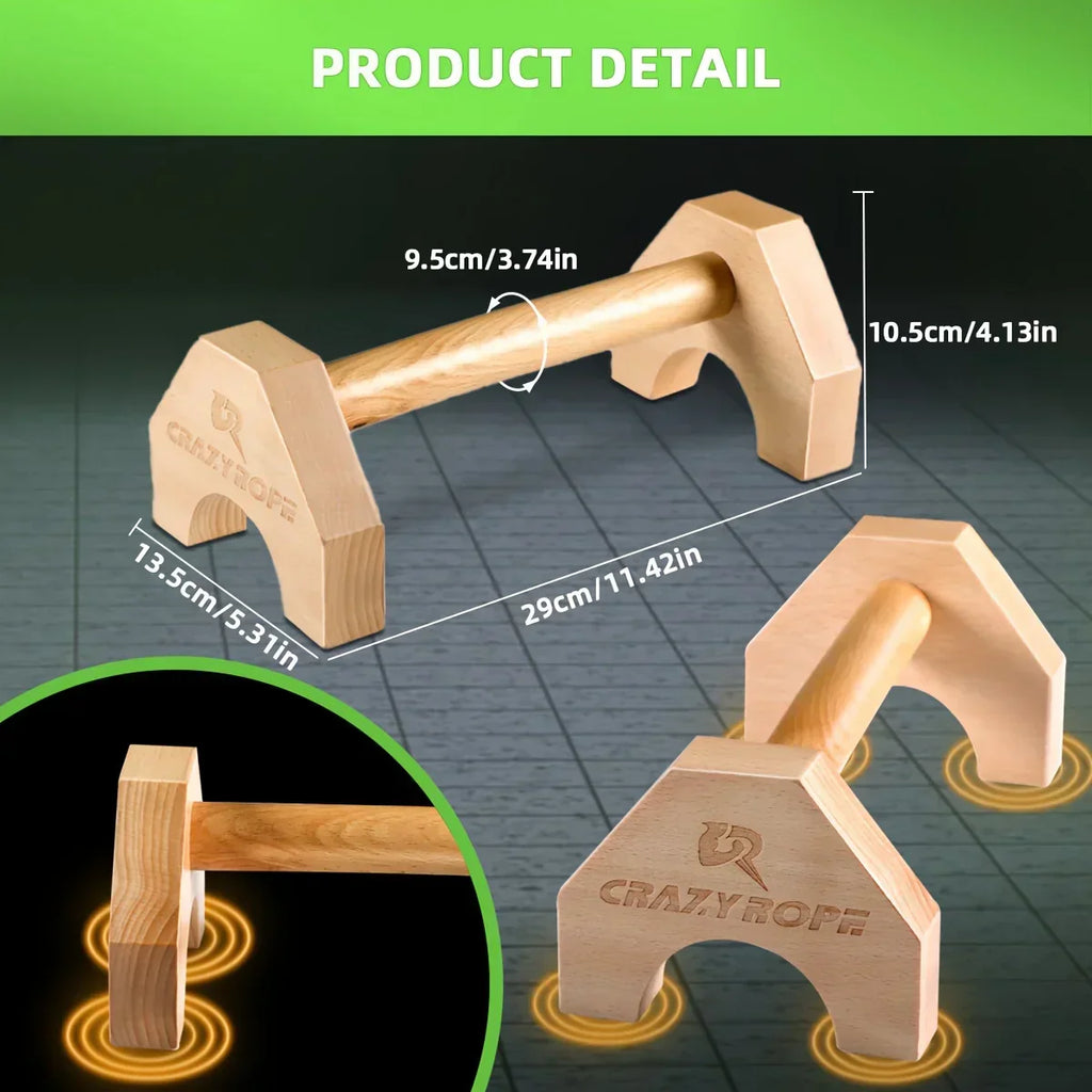 Premium wooden push-up bar stands for home gym fitness, strength training, and calisthenics workouts. — view 2