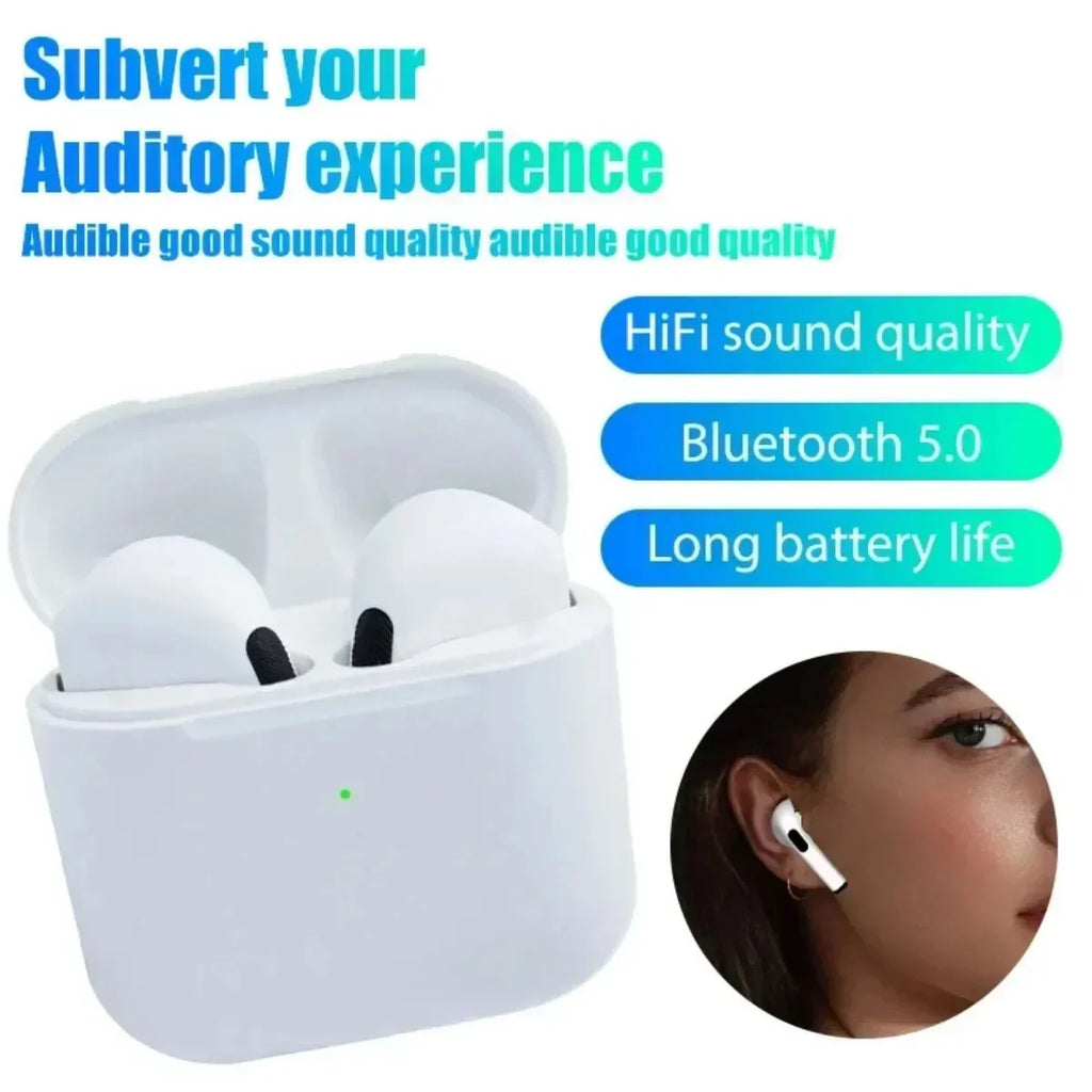 Wireless mini sports earbuds and compact charging case displaying modern touch control design — view 4