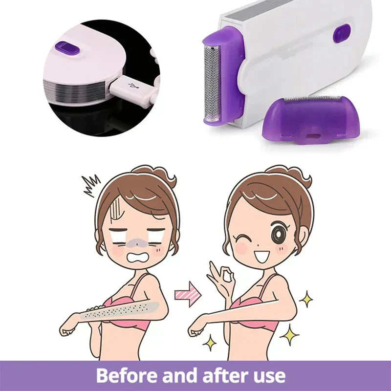 Painless laser touch epilator kit in white with interchangeable trimming nozzles for women — view 3