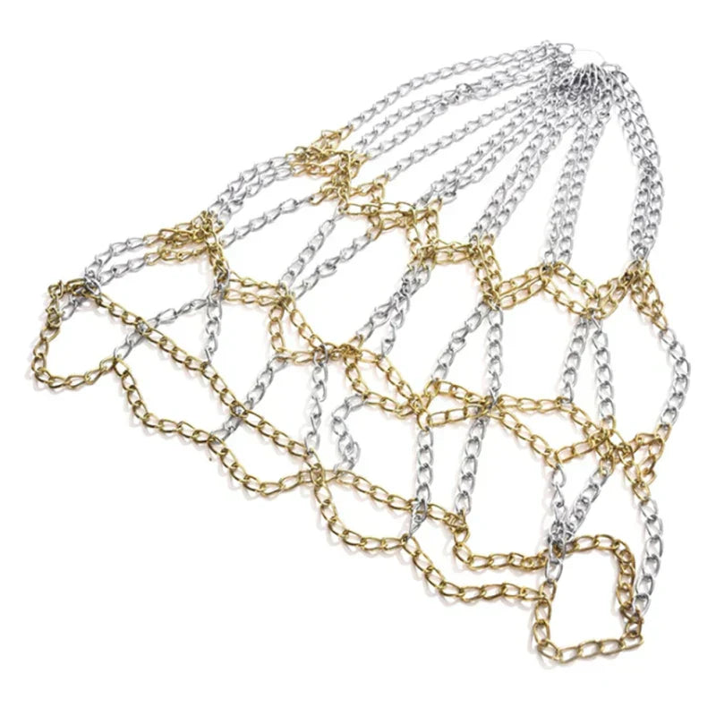 Heavy-duty galvanized steel chain basketball net with standard twelve-mesh hooks for outdoor hoops — view 4