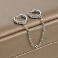 Europe and America CZ Crystal Chain Drop Earrings Stainless Steel Pendant Ear Buckle Fashion Jewelry For Women Birthday Gifts-5