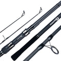 Grey 4.2m carbon fiber carp fishing rod with black non-slip grip and gunmetal guide rings