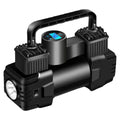 Black 12V heavy duty dual cylinder air compressor tire inflator with digital gauge and hose