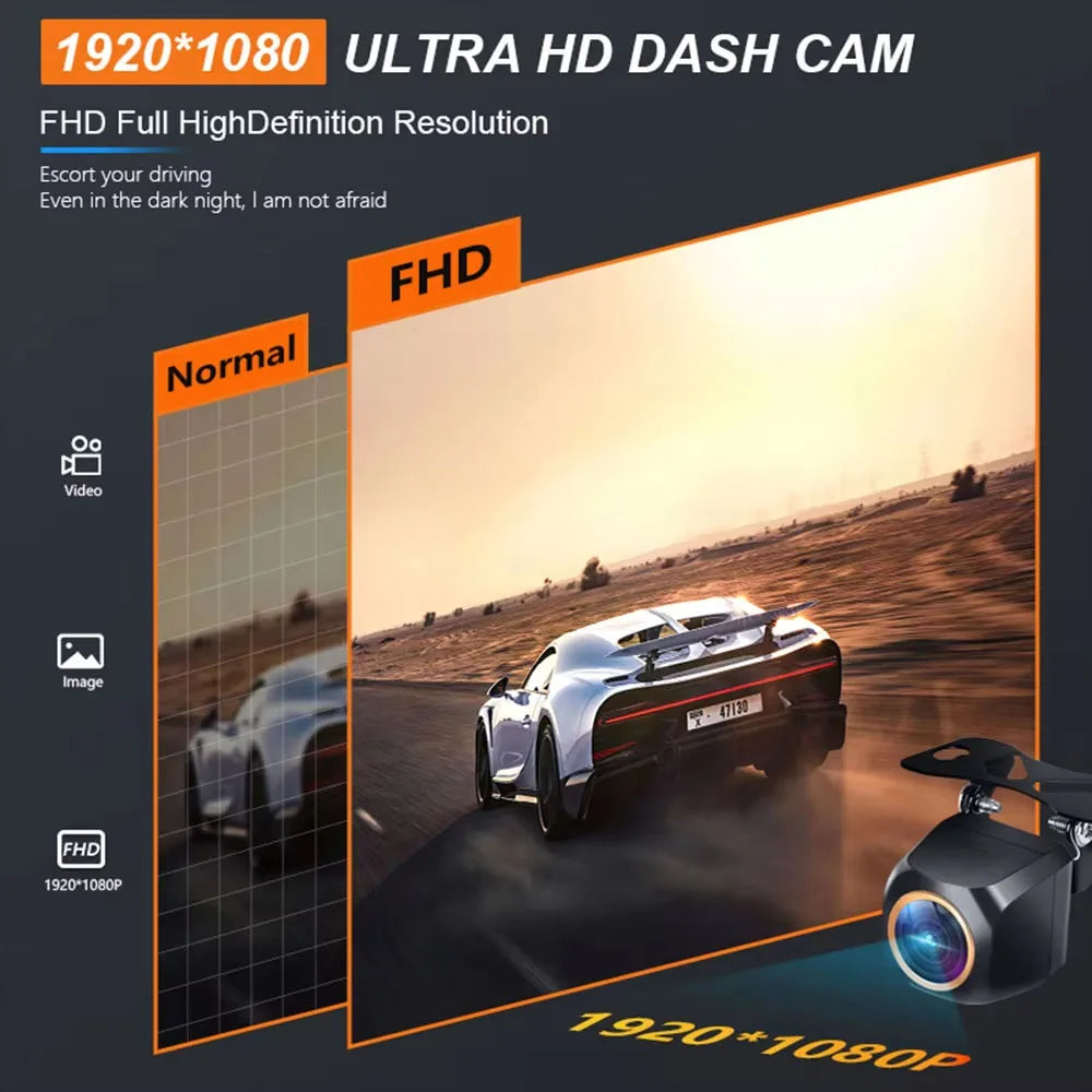 Black AHD 2K car rear view camera featuring a wide angle golden fisheye lens. — view 4