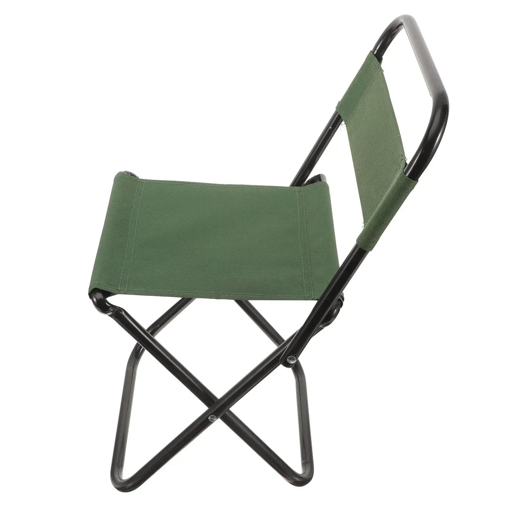 Portable camping folding chair with sturdy steel frame and breathable cloth fabric for outdoor relaxation