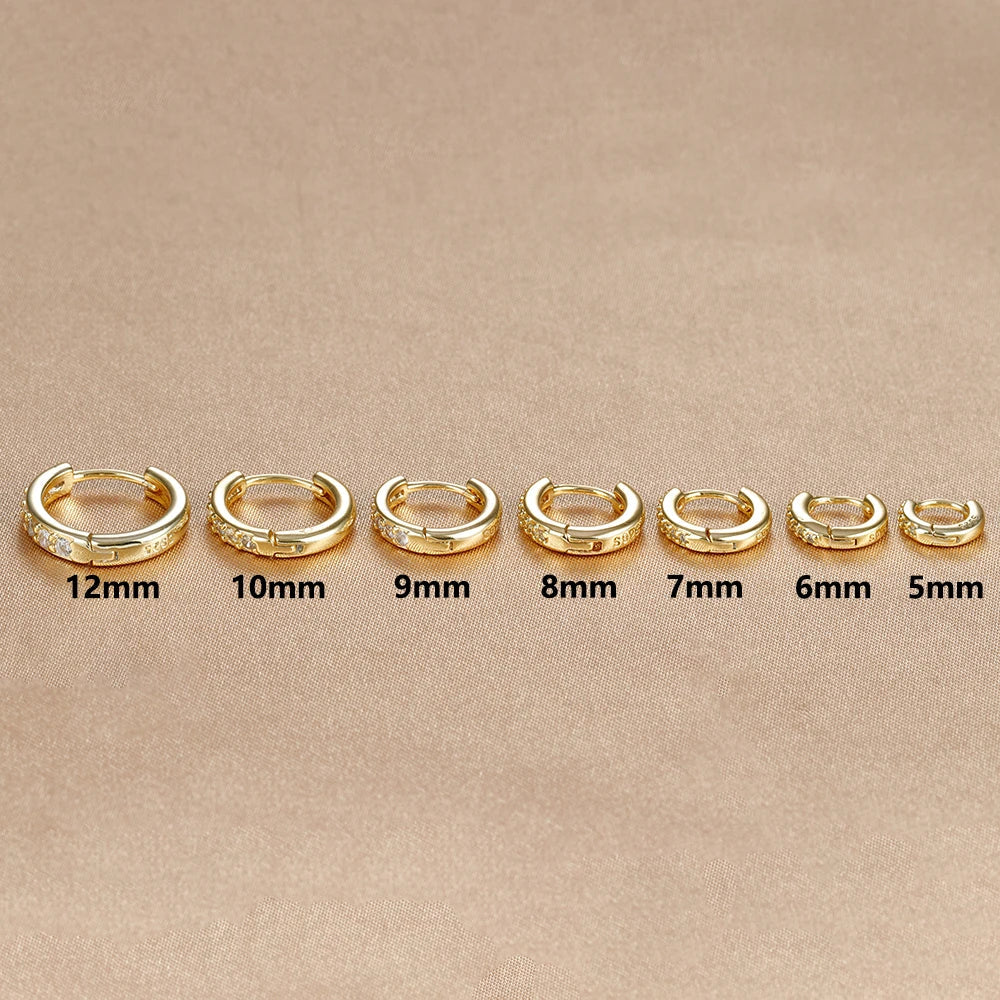 Minimalist stainless steel huggie hoop earrings with sparkling crystal zirconia stones for cartilage piercings — view 5