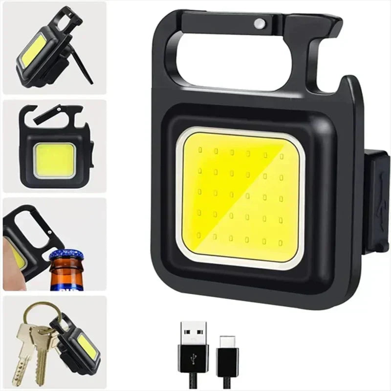 White USB rechargeable pocket flashlight with magnetic base and rotatable handle for hands-free illumination — view 5