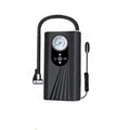 Portable digital air compressor tire inflator in black plastic with digital screen display