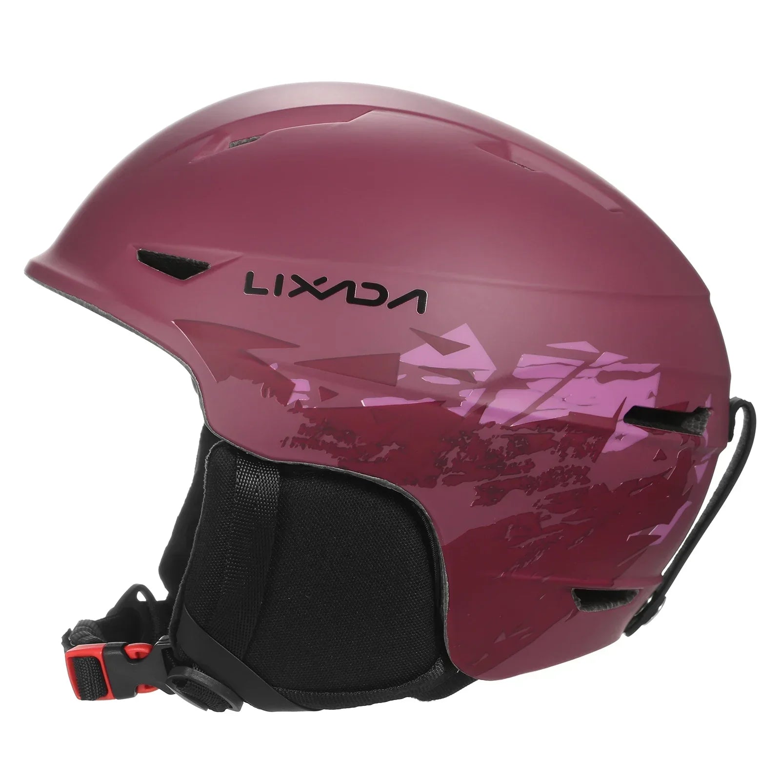 Unisex snowboard helmet featuring detachable plush earmuffs secure goggle strap and air vents for winter sports — view 3