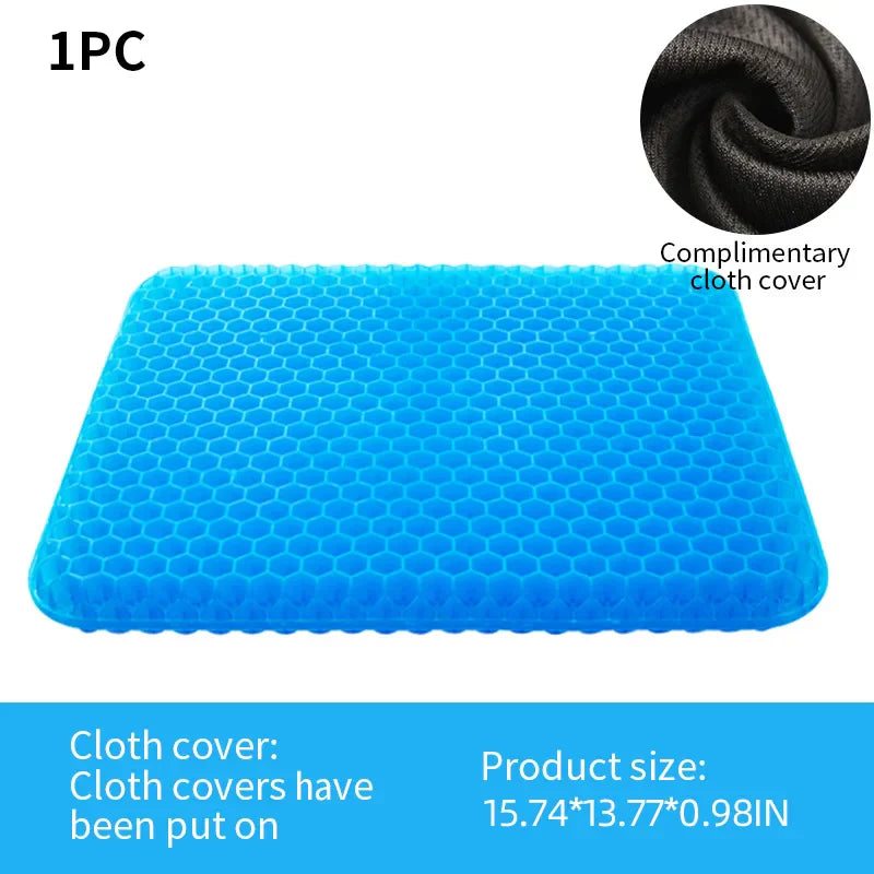 Blue 3D honeycomb gel seat cushion cooling pad for car and office chairs — view 3