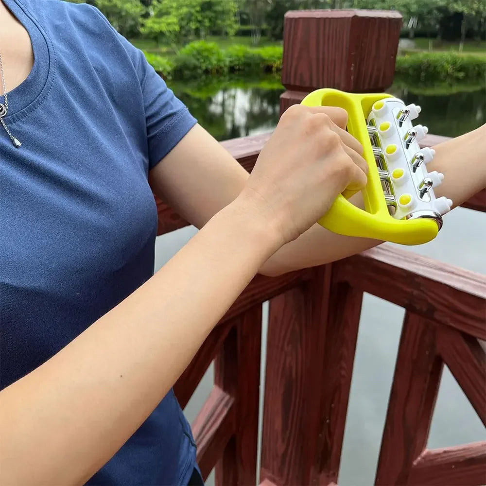 Yellow deep tissue cellulite massage roller and fascia release tool for muscle recovery. — view 4