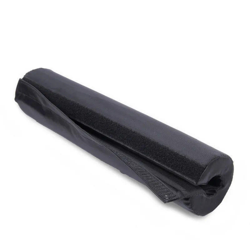 Black high-density foam fitness barbell squat pad with breathable cover for weightlifting