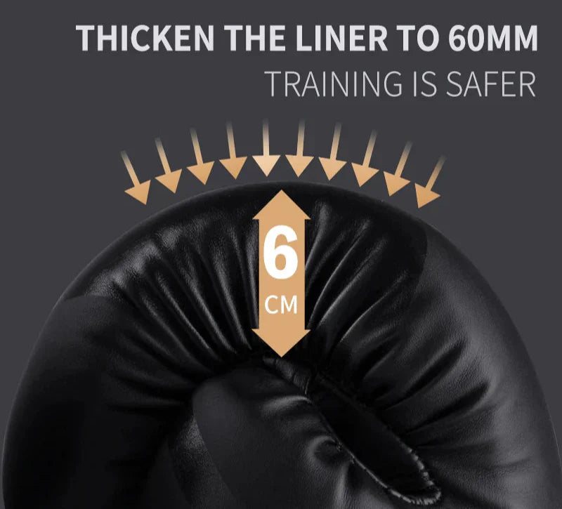 Black 8oz PU leather unisex boxing gloves with adjustable wrist straps for combat training and fitness — view 3
