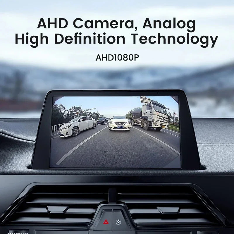 Black 1080P car backup camera with wiring cables for front and rear view installation — view 3