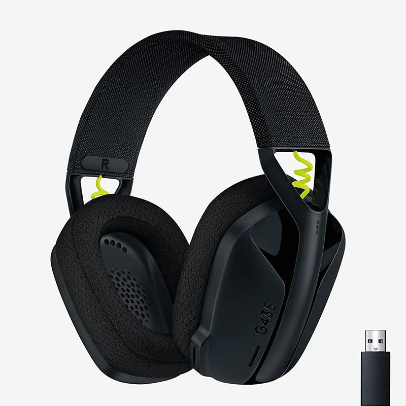 Black NNEOBA wireless gaming headset with dual microphones and comfortable over-ear earcups