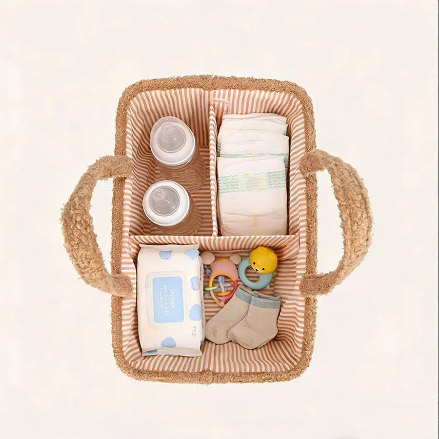 Portable teddy fleece diaper caddy organizer with multiple compartments for baby nursery essentials — view 4