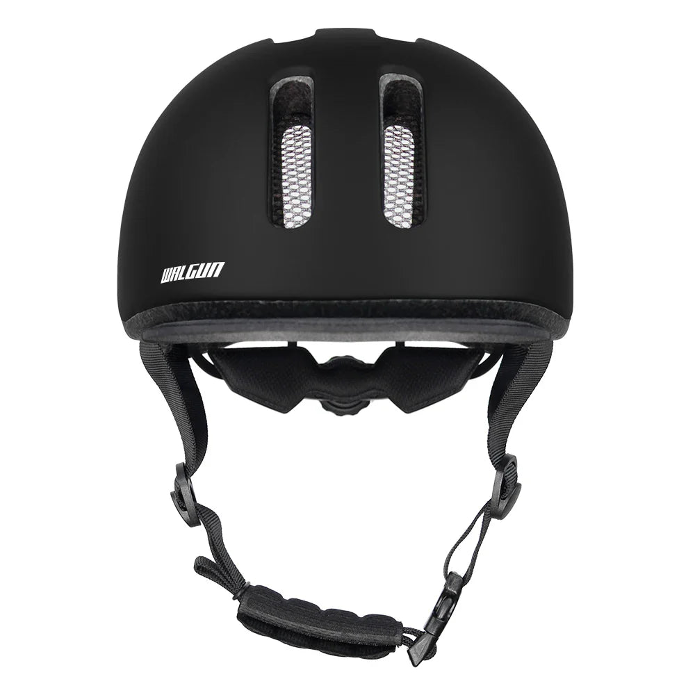 Black vintage style urban cycling helmet with removable sun brim and bug net — view 4