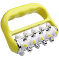 Yellow deep tissue cellulite massage roller and fascia release tool for muscle recovery.