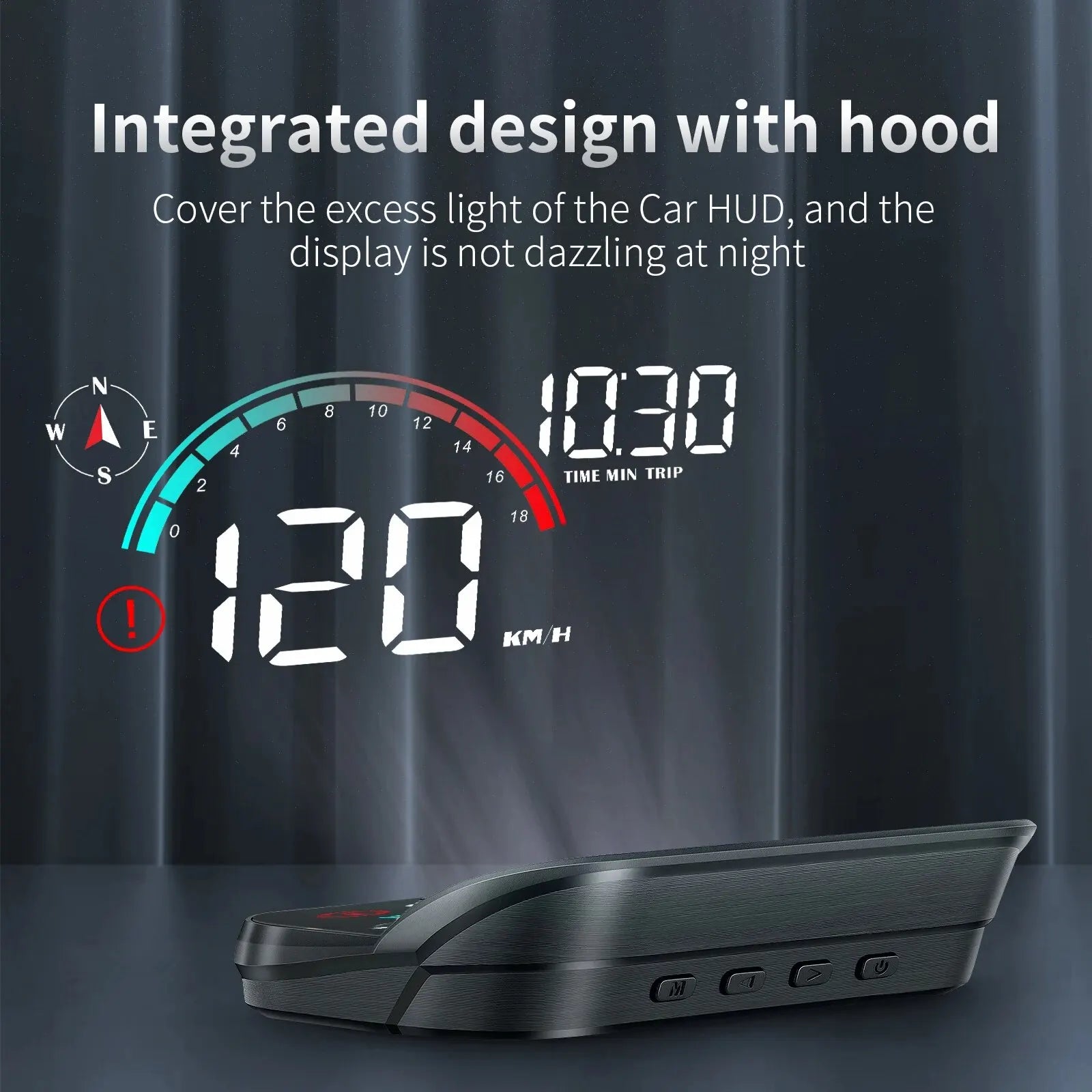 M22 GPS head-up display projecting digital speedometer onto car windshield in black — view 2
