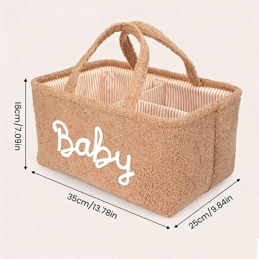 Portable teddy fleece diaper caddy organizer with multiple compartments for baby nursery essentials — view 5