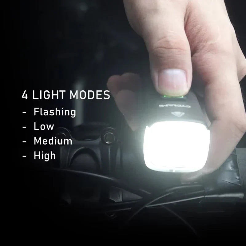 1000LM smart bike headlight in black, waterproof cycling accessory with GoPro compatible mounting system — view 4