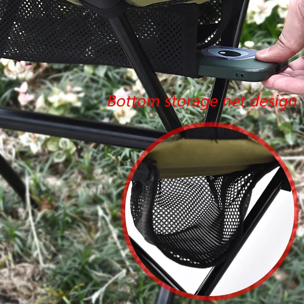 Portable folding camping stool in green Oxford cloth with aluminium frame and storage bag — view 3