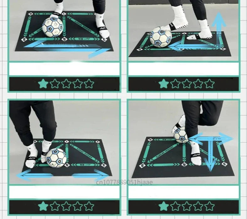 Durable non-slip football training mat in black PVC for indoor dribbling and ball control practice — view 5
