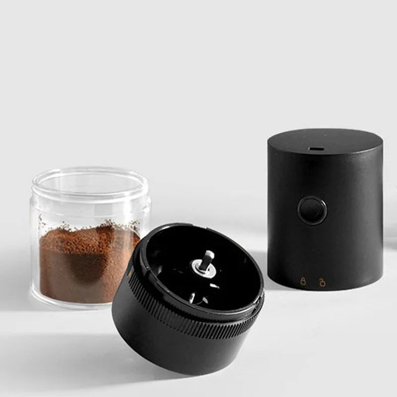 Sleek black portable USB rechargeable burr coffee grinder for espresso and french press — view 4