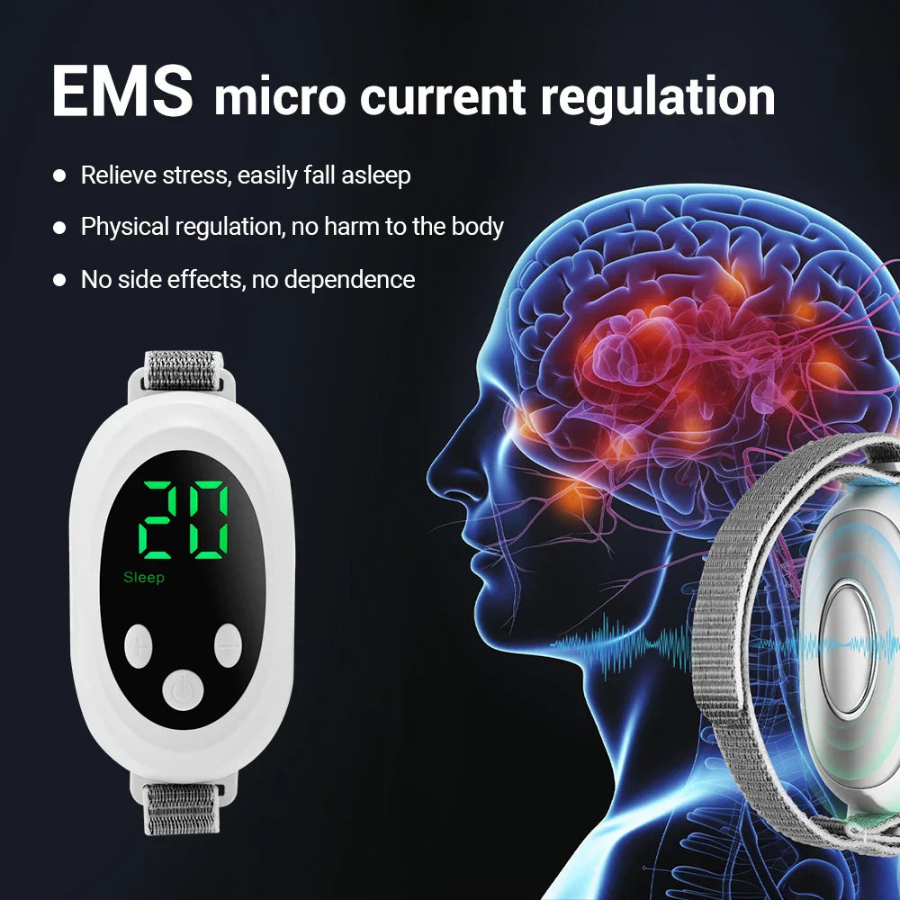 White intelligent sleep aid device with an adjustable skin-friendly hand strap for anxiety and insomnia relief — view 3