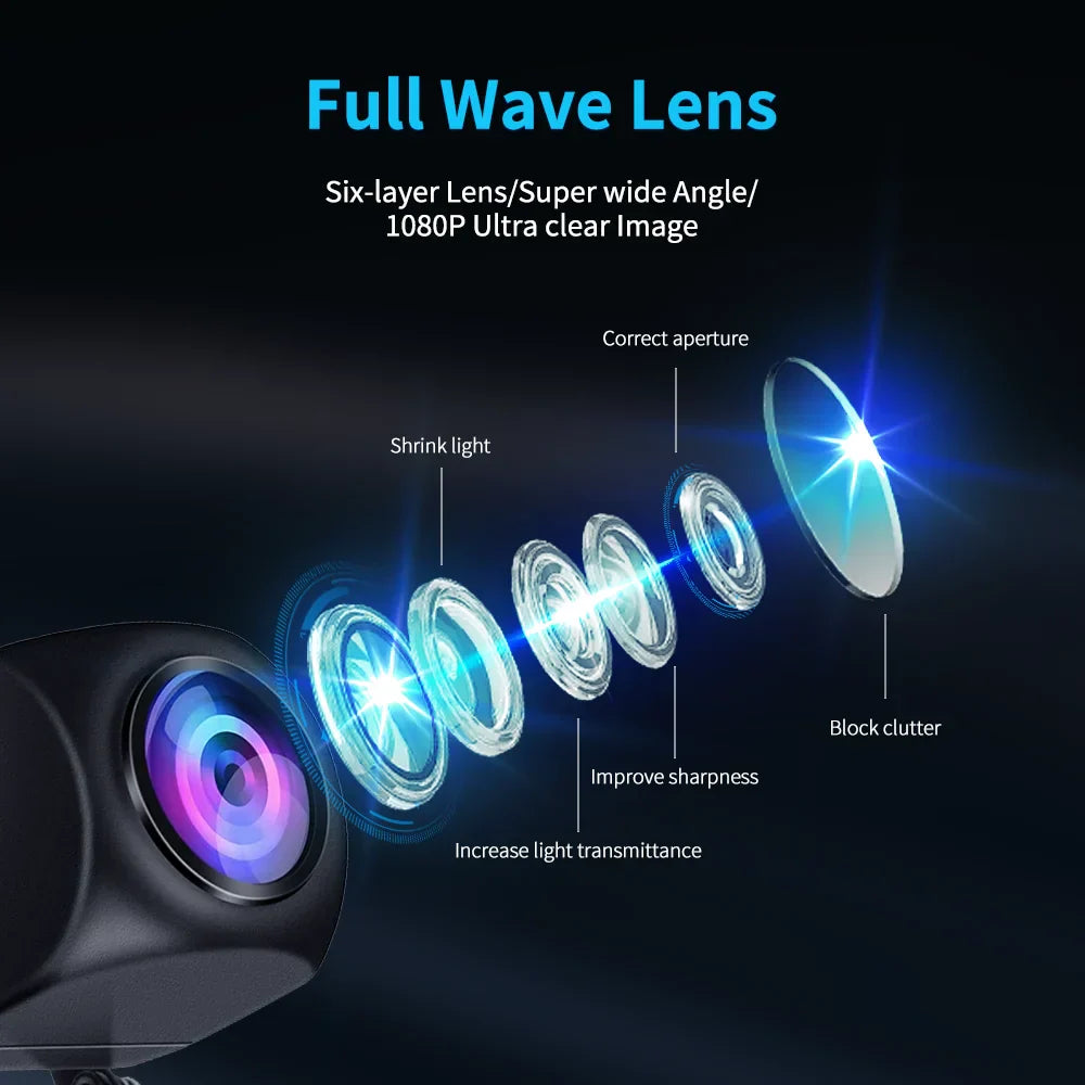 Black universal 1080P HD rearview camera with waterproof casing and wide angle lens for cars — view 4