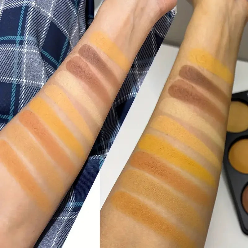 9-color dark bronze foundation and contouring makeup palette with matte and delicate glitter shades — view 3