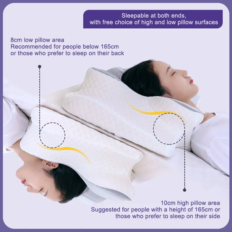Grey butterfly shaped memory foam pillow with breathable contour design for ergonomic neck support — view 5