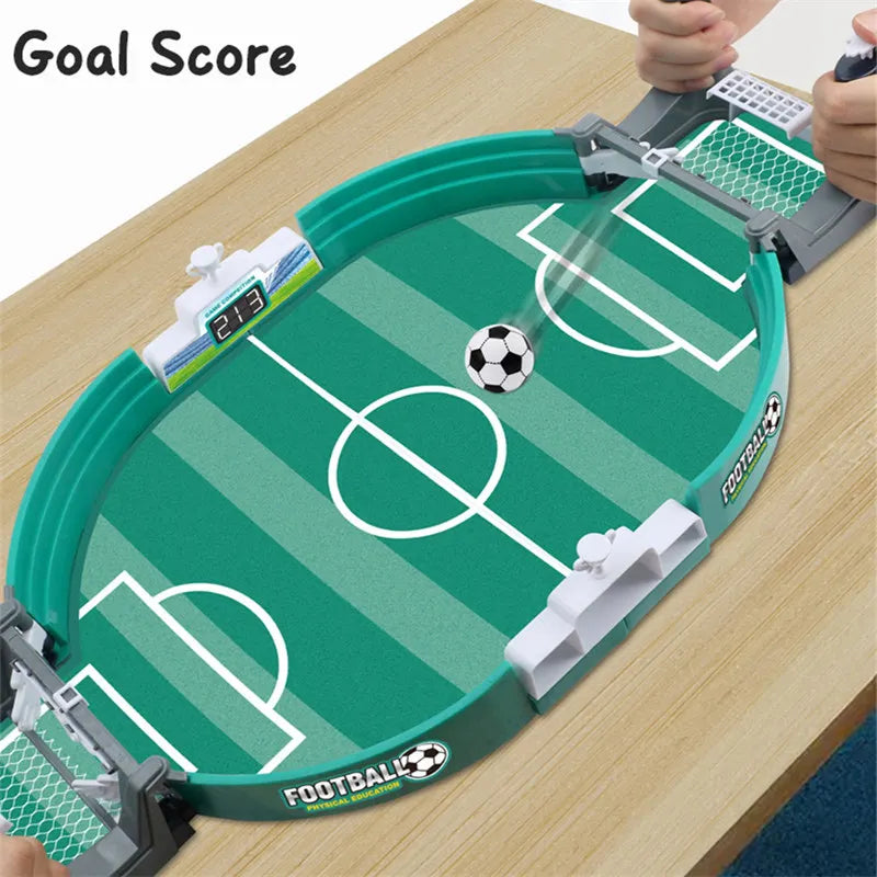 Tabletop soccer board game in a compact portable design with player rods for family entertainment — view 3