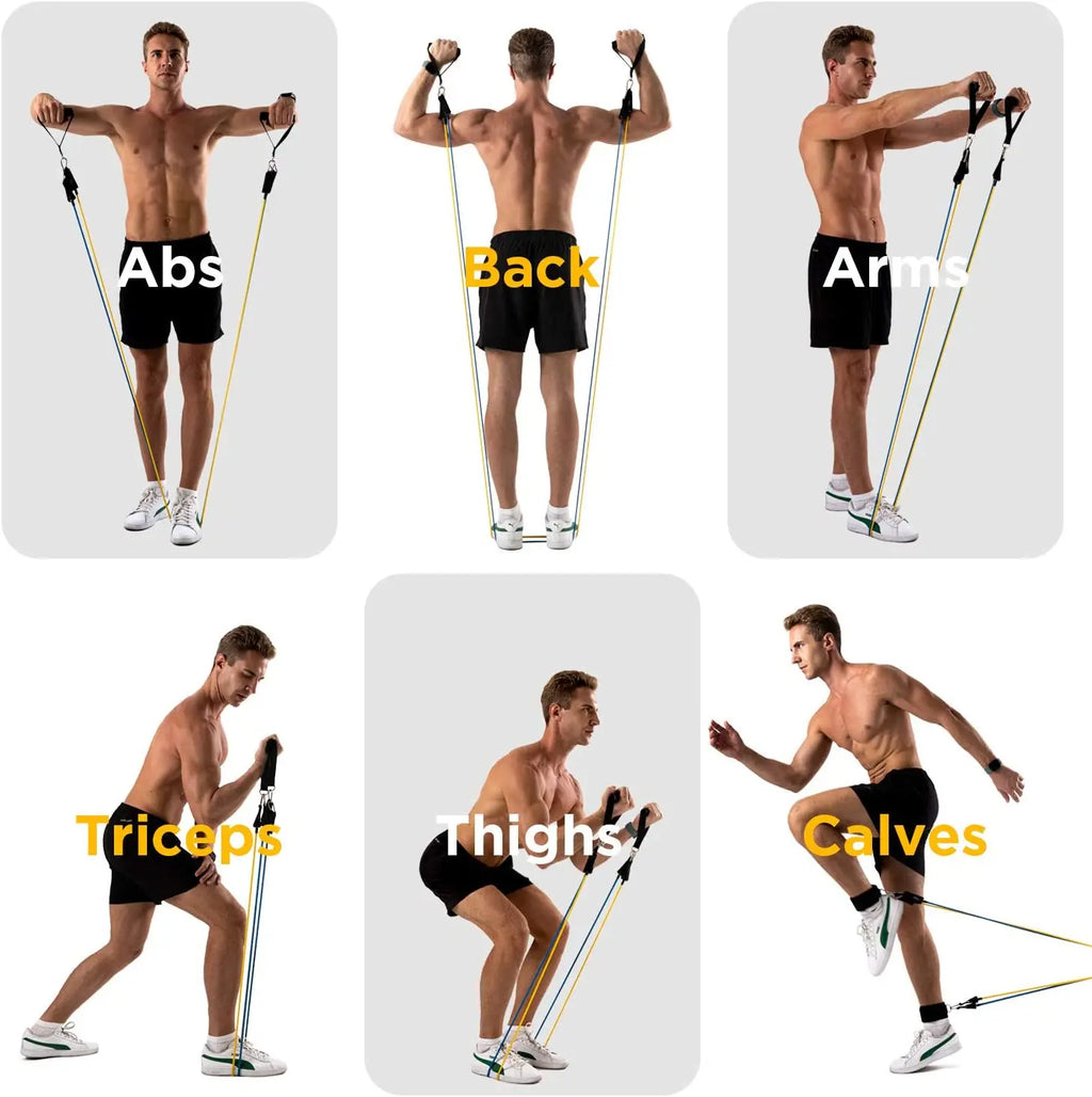 11-piece 300lb resistance band set with handles, ankle straps, and door anchor for home gyms — view 4