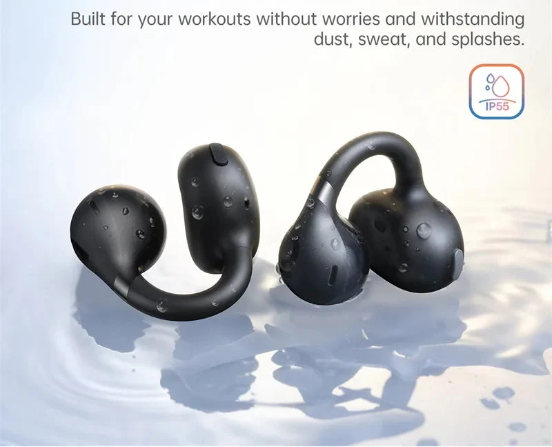 Ear clip open-ear wireless earbuds featuring an ergonomic tri-curve design and portable charging case — view 5