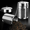 Fine mesh stainless steel tea infuser, silver reusable strainer with a secure locking lid and chain